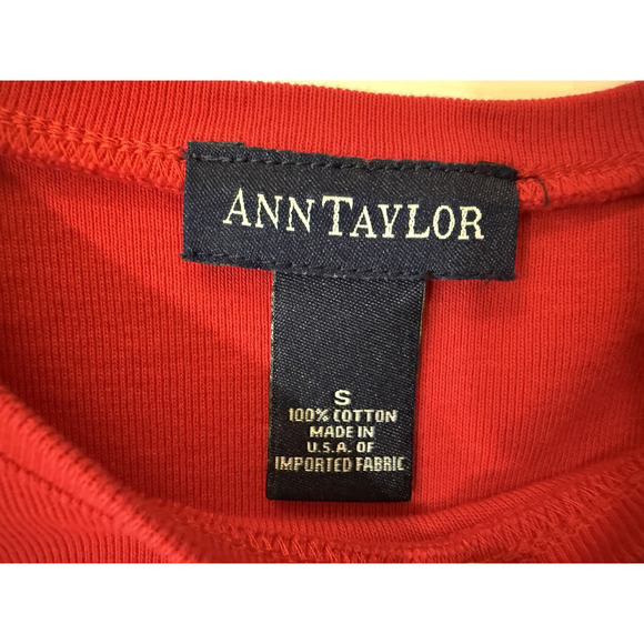 Vintage Ann Taylor Blouse Womens SM Red Rose Graphic Crewneck 100% Cotton USA - Picture 4 of 6